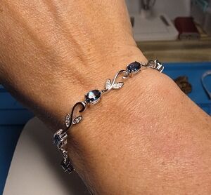 Sterling Silver 925 Blue London Blue Topaz Tennis Bracelet - Women Jewelry